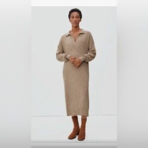 Everlane Tan Cashmere Midi Sweater Dress